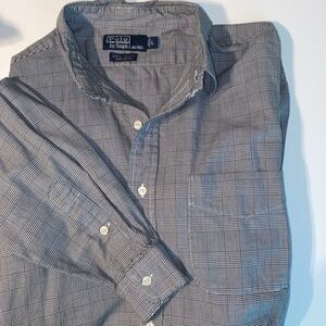 Ralph Lauren Casual Button Down Dress Shirt houndstooth Large Men's Lowell Sport